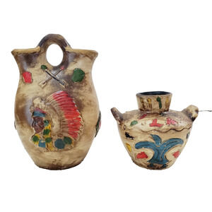 Vintage Souvenir Native American Legend of the Indian Pitcher & Canteen Decor